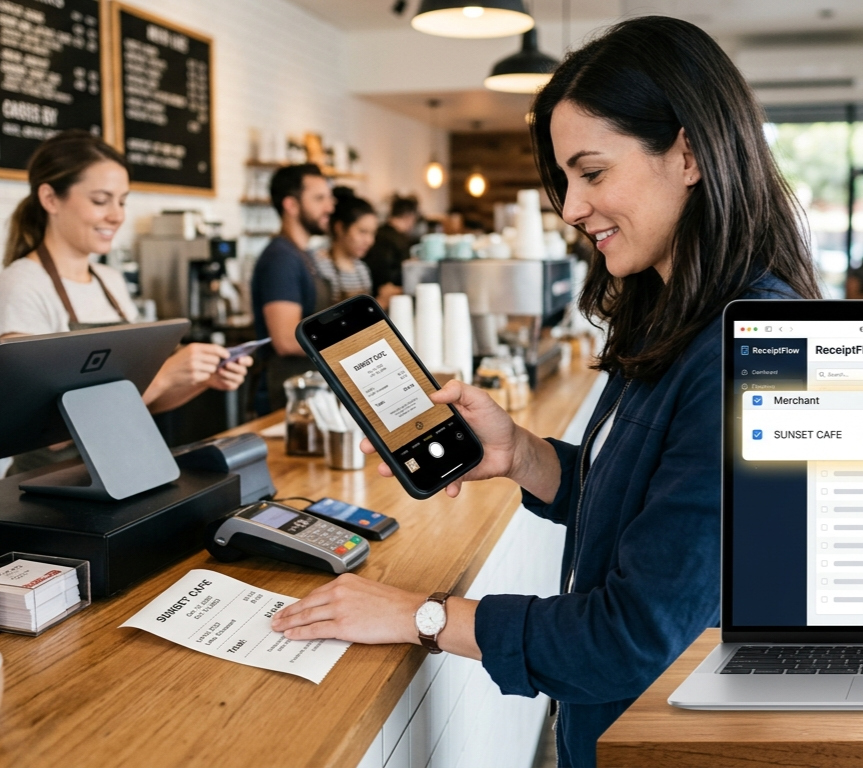 Snapping a receipt at the register — Touch It Once